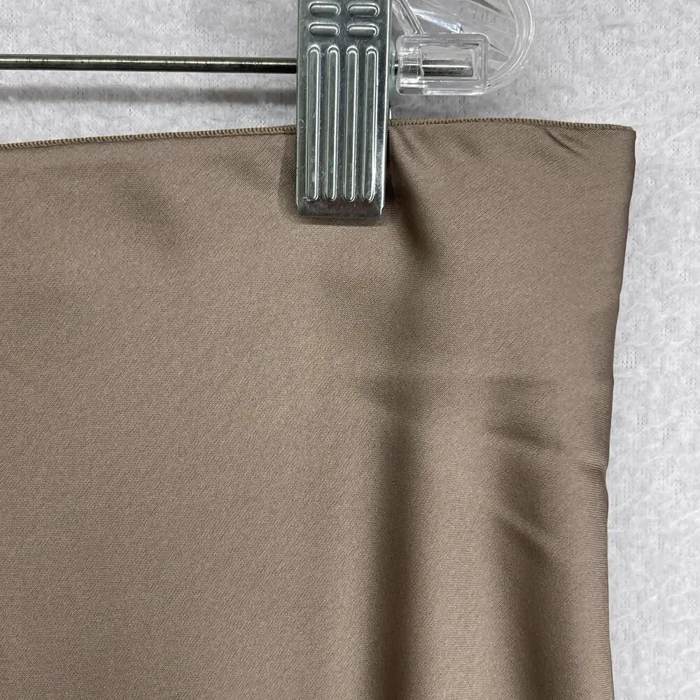 J.CREW Skirt L Gwyneth Slip Satin Bias A-Line Midi High Waist Taupe Beige